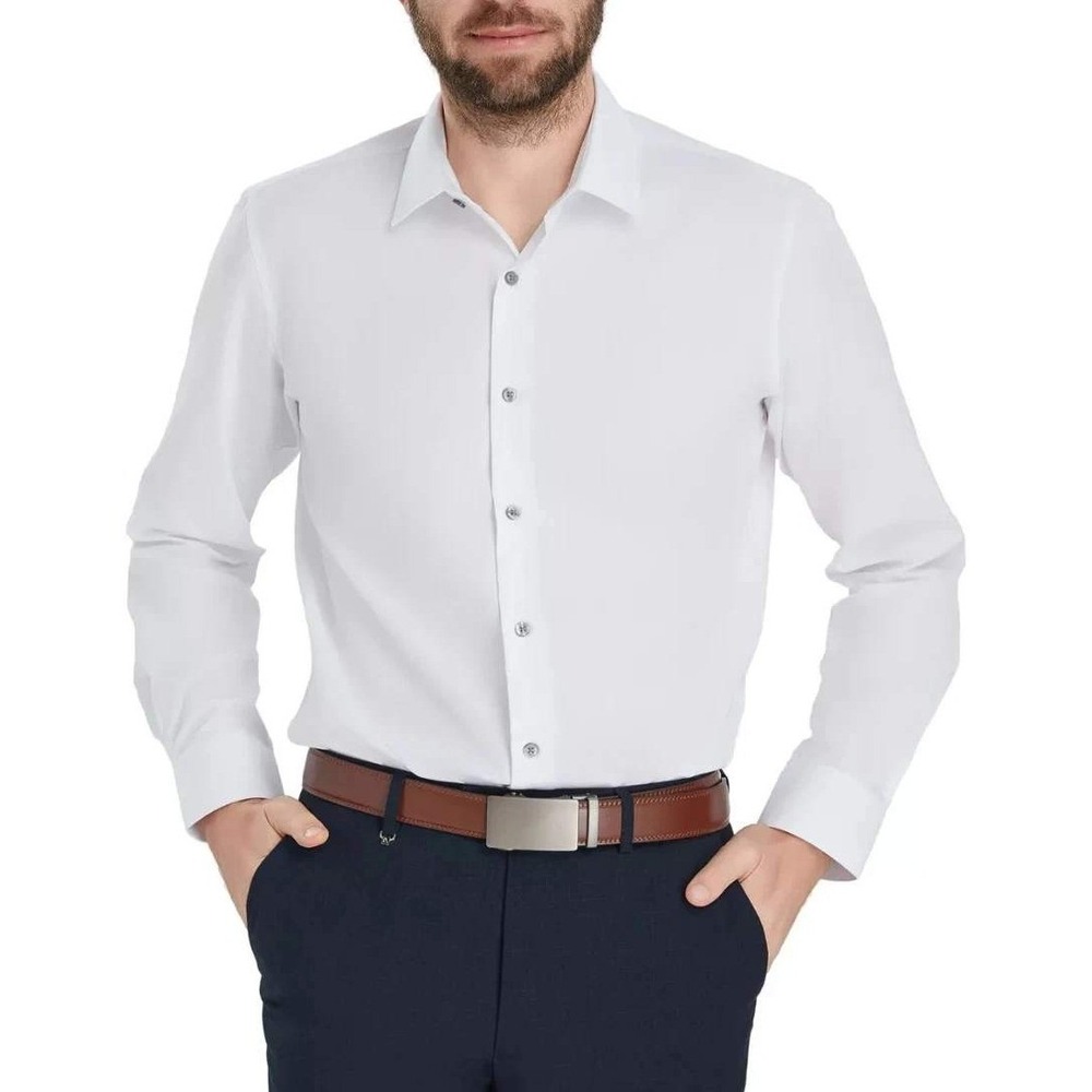NWT Michael Kors Men's L 16.5 36-37 White Slim Fit Dress Shirt Cotton Stretch